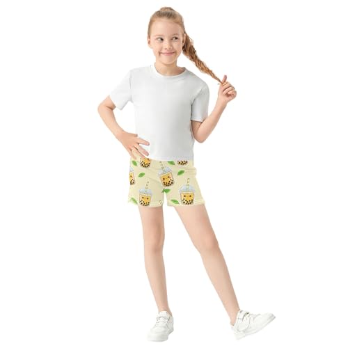 Girls Athletic Lounge Shorts Bubble Tea Animal Print Cute Comfy Summer Pajama Sleepwear Teen Kids Custom, X-Small2