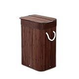 DFBGL Cesto de lavandería Cesto de Ropa Cesto de lavadero Cesta Plegable de bambú de Doble celosía Cubierta del Cuerpo Cesto Plegable Doble marrón Oscuro con Tapa Cesto de lavandería Rec