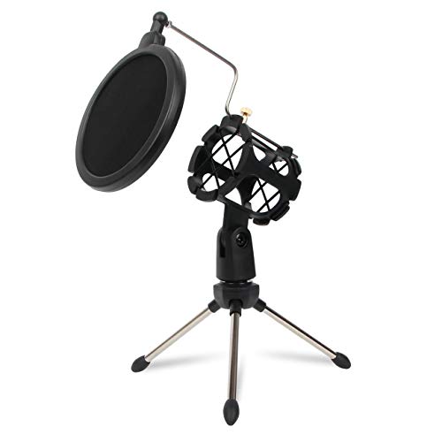 Depusheng Adjustable Studio Condenser Stand Desktop Tripod For Mic Microphone Holder With Windscreen Filter Cover #TOP13