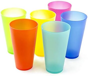 Imperial Home Plastic Cups, Drinking Glasses, Reusable Cup Set, Party Supplies, Unbreakable Outdoor Tumblers for Water, Juice & Other Drinks, Safe, BPA Free Drinkware, Colored Glass Cups Set of 6