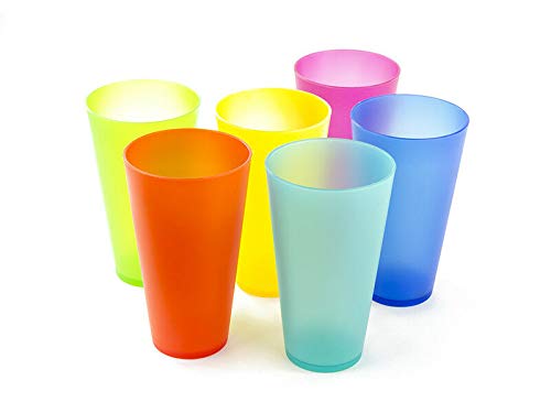 Imperial Home Plastic Cups, Drinking Glasses, Reusable Cup Set, Party Supplies, Unbreakable Outdoor Tumblers for Water, Juice & Other Drinks, Safe, BPA Free Drinkware, Colored Glass Cups Set of 6