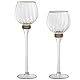 DRW Set mit 2 Teelichtgläsern aus transparentem Glas und Goldrand, Ø 10 x 36 + Ø 10 x 40 cm