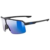 uvex ramp - Gafas de deporte para adultos - 100% protección UVA, UVB y UVC - tintadas para realzar el contraste - black matt/mir.blue - one size