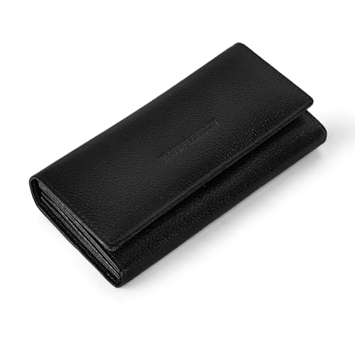 Image of HAYES LONDON Ladies Purse, Pure Leather Wallet, RFID Blocking Bi-Fold Clutch (Verve Black)
