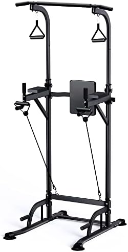 MIRAFIT Pull Up Bar Dip Station Stand Power Tower Calisthenics Workout Equipment for Home Gym Strength Training, Height Adjustable Multi-function Fitness Exercise Assistive Trainer