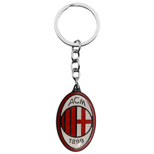 Llavero metálico Milan, edición de aficionado, Llavero multicolor con emblema del Milan, equipo Rossoneri, Metálico, Multicolor