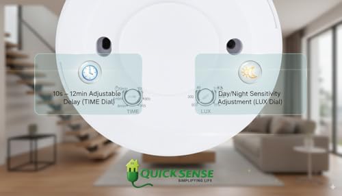 Image of Quick Sense (QS-BR01) | Real Presence Sensor | High Frequency Microwave Motion Sensor with Breath Detection | 360 Detection | 500W Energy Saving Ceiling Mount Light Control for Home & Office