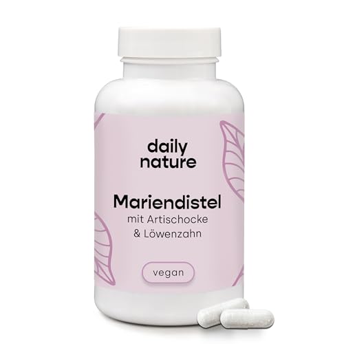dailynature Mariendistelextrakt mit 80% Silymarin+Artischocke & Löwenzahn | 120 Kapseln | Nahrungsergänzungsmittel | vegan | kompostierbare Dose | ohne unerwünschte Zusätze