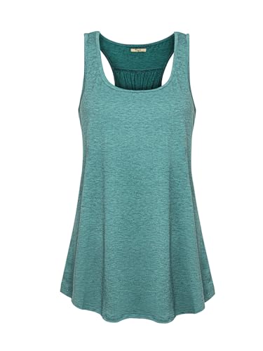 Image of Cestyle Womens Sleeveless Scoop Neck Flowy Loose Fit Workout Shirts Racerback Long Tank Tops
