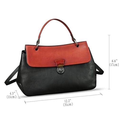 Image of Genuine Leather Handbag Satchel for Women Retro Leather Crossbody Bag Pouch Vintage Ladies Handbag Purse