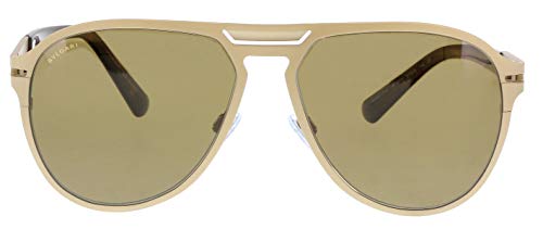 Bvlgari Men's BV5043TK Sunglasses Pale Gold Plated Matte/Polar Brown 57mm