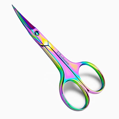 JIAKAI 3pcs-Eyebrow Scissors with Eyebrow Razor,Professional Eyebrow Trimmer Scissors with Comb,Non Slip Finger Grips Eyebrow Trimmer, Hair Removal Beauty Accessories for Men Women (Black, Pink, Blue)
