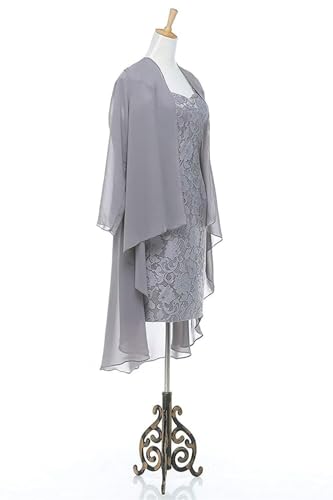 Lace Appliques Mother of The Bride Dresses Tea Length Formal Mother Bride Dress with Jackets 2 Pieces Dresses3