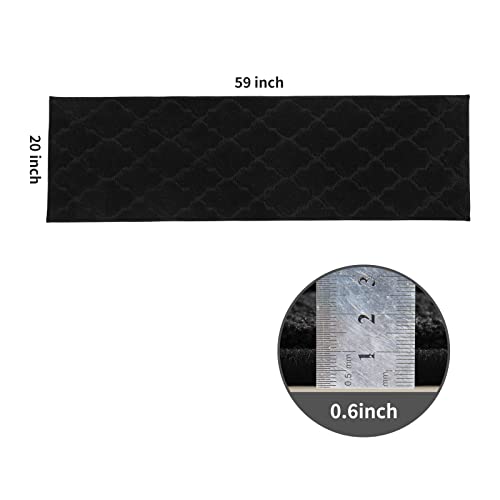 Cosy Homeer Soft Kitchen Floor Mats For In Front Of Sink Super Absorbent Kitchen Rugs And Mats 20"X59" Non-Skid Kitchen Mat Standing Mat Washable,Polyester,Black #TOP26