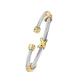 EGO VINA Multi Twisted Cable Wire Cross Bracelet For Women Men Classic Stainless Steel Fashion Stackable OPen Bangle Open Cuff Bangles Vintage Jewelry