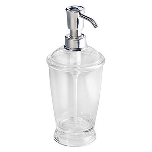 iDesignFranklin Bathroom Soap Dispenser/Pump, Made of Plastic, Clear/Silver