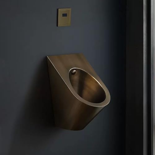 OTQEFTN 304 Stainless Steel Urinal, Wall Mounted Sensor Urinal, Male Sanitary Ware Public Toilet Urinal with Drain Pipe, Anti-Splash, for Hotels/airports