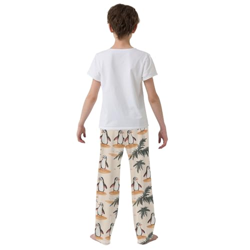 ZZXXB Penguins with Glasses Boys Long Pants Soft Trousers Elastic Waist Kids Lounge Bottoms with Pockets S-XL3