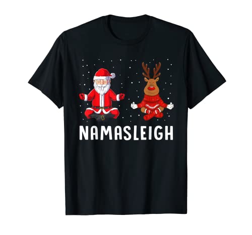 Santa Reno Yoga Meditación Namaste Humor Divertido Navidad Camiseta