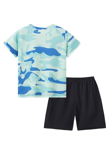 FEESHOW Kids Boys Piece Camo Print Sport Set Quick Dry Tshirts With Shorts Set Football Sportwear2