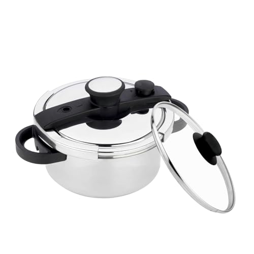 Image of Prabha Cook-on Outer Lid Stainless Steel Pressure Cooker |Deep Lid controls spillage| Pressure Indicator | Anti-bulge Base | Cool Touch Weight | Gas & Induction Base compatible | 5 years warranty (3L)