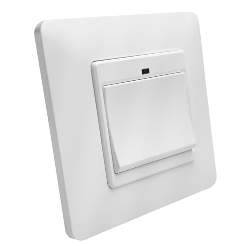 LED ATOMANT Interruptor Inteligente Wifi 1 Pulsador, Color Blanco, Apariencia Clasica con medidas Standard, Pulsador de pared Control Mediante APP Smart Life, Compatible con Alexa, Google Assistant