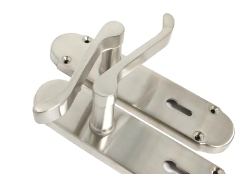 Epsom Door Handle - Satin Nickel Internal Bathroom Door Handles - Door Handles Internal Sets, Satin Nickel Door Handle Set for Internal Doors, Door Handle in Satin Nickel, 170mm x 42mm