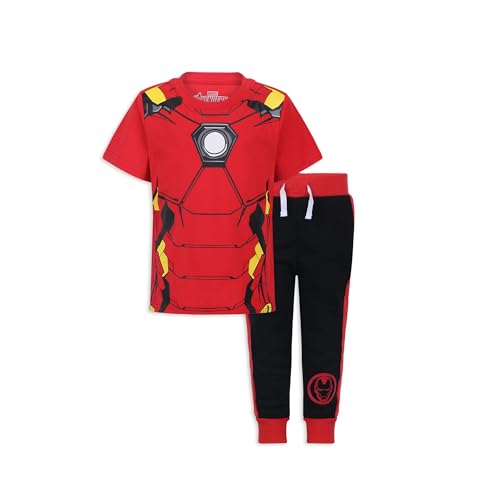 Image of Marvel Avengers Boys' Captain America, Thor, Hulk or Iron Man T-Shirt and Jogger Set for Toddler and Little Kids