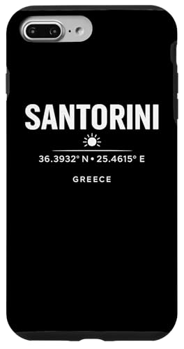 Santorini Greece Coordinates Mediterranean Travel Design �X�}�z�P�[�X iPhone 7 Plus/8 Plus �p