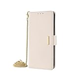 iPhone 15 Pro Max用ジェネリックケース(カラー:ホワイト) チェーンストラップ レザーウォレット フリップ マグネットバックケース