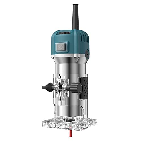 hzexun Fresadora de Madera Rebajadora Eléctrica 800W 3000RPM, Grabado Fresa Para Biselar, 6 Velocidades Variables,fresadora de una mano Con Alicates de 1/4''