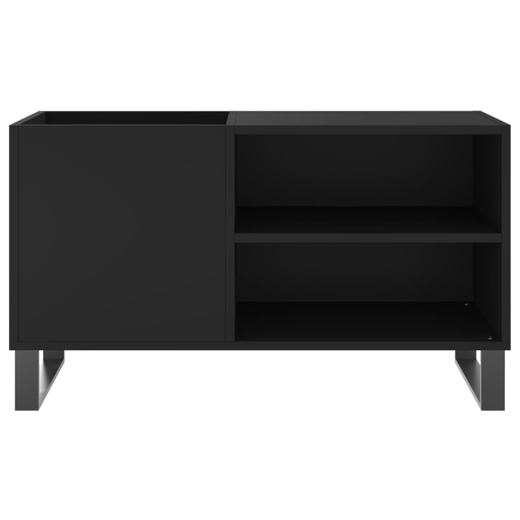 Tomostar Support pour Tourne-Disque, Porte-disques Présentoir Meuble de Rangement pour Disques Vinyles Noir 85x38x48 cm Bois d'ingénierie