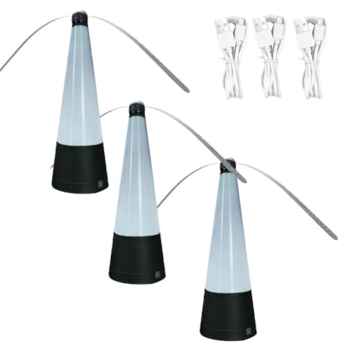 3Pcs Fly Repellents Fan For Tables,abletop Fly Fan With LED Light, USB Rechargeable,Portable Flyswatters Spinner, With Soft HolographicBlade For Indoor, Picnic, BBQ, Party