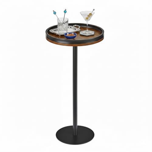 ZEXVIDA Round Drink Table,Pedestal Tables,Small Round Side Table for Narrow Spaces,Martini Table for...