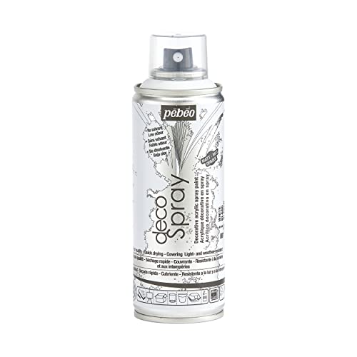 Pébéo - Peinture Acrylique en Spray - Pour la Décoration Multi Supports en Intérieur et Extérieur - Base Eau, Faible Odeur - 200 ml - Finition Mate - Coloris Blanc