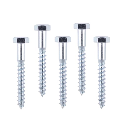 RADSO® M10 (10mm x 70mm) Zinc-Plated Hex Head Coach/Wood/Lag Screws -DIN 571- Ideal for Wood, Masonry, Brick, Concrete- Perfect for Fences, Shelves, Decking, Professional & DIY Projects- Pack of 10