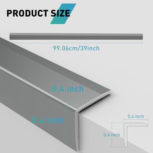 Image of 10-Pack Tile Edge Trim,39''x0.4'' | Peel and Stick Aluminum Backsplash Trim Edge,Metal Self Adhesive Decorative Tile Liner,Matte Gray