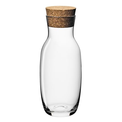 Gerlach 1760 Carafe à eau avec couvercle Carafe en verre Couvercle en liège 1,1 L Pichet à eau Pichet en verre Robuste Stable Passe au lave-vaisselle Débit
