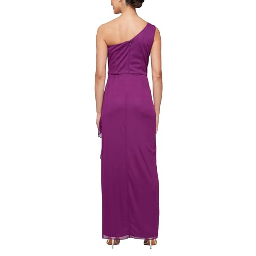 Image of Alex Evenings Women's Long Cold Shoulder Dress, Wedding Guest, Prom, Formal Event (Petite and Regular Sizes)