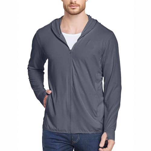 Zip Up Hoodie Men UPF 50+ Sun Protection Outdoor Lightweight Jacket Long Sleeve Fishing Hiking Performance Shirt