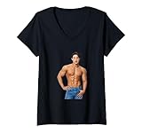 Womens Wonho Sexy Muscle Daddy Korean Hunk Abs Solo Artist Idol V-Neck T-Shirt