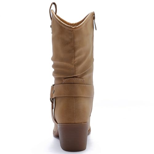 Image of GLOBALWIN Women's Mid Calf Cowgirl Boots Western Boots For Women