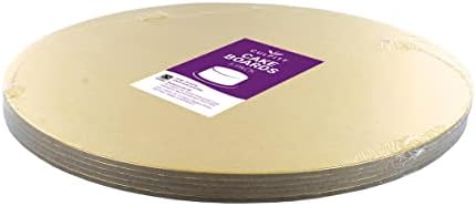 Culpitt 12" Double Thickness Cake Card, Pale Gold Boards, Cut Edge, 3mm Thick, 5 Pack - 12 Inch, 90277