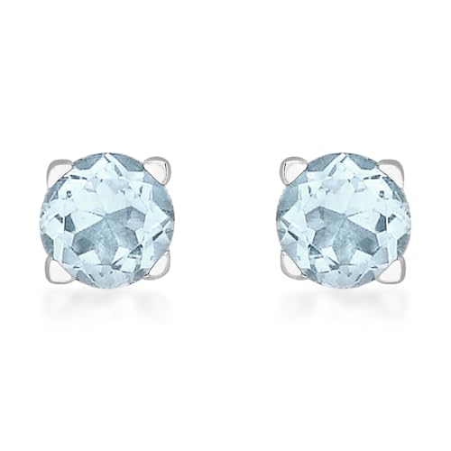 Boucles d'oreille Aigue Marine Or blanc Femme : Bijou Or 9 carats Léger 1.1 Gr 5.58.143Q