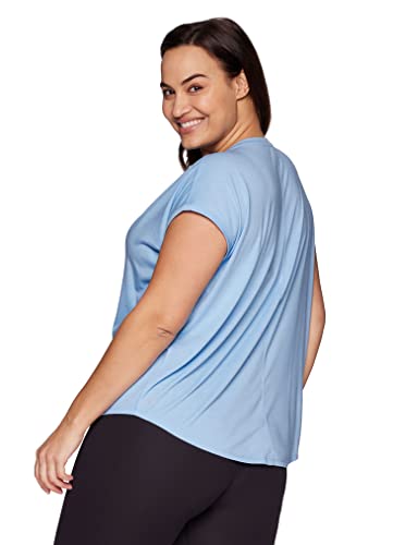 Rbx Women's Plus Size V-Neck Soft Jersey Everyday Yoga T-Shirt Tunic S23 Cloud Blue 2X #TOP3