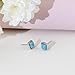 Desnuage Tibetan Turquoise Earrings 925 Sterling Silver Post Stud Boho Gemstone Hypoallergenic Handmade Earrings for Women Trendy Fashion- Square Base