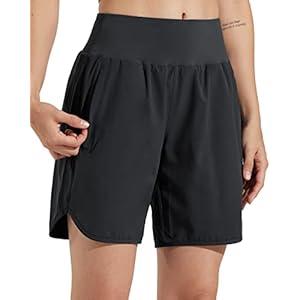 Short Running Femme Taille Haute Doublure à Séchage Rapide 7 » Summer Sport Shorts de Tennis Volley Gym Running Randonnee avec et Poches Zippées