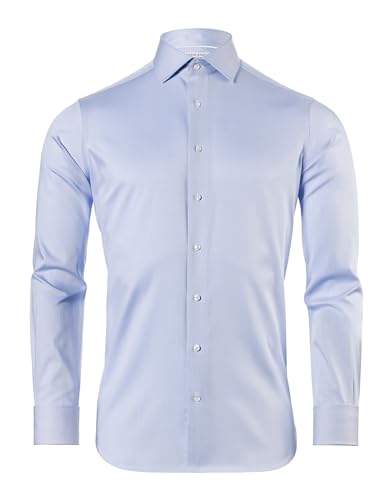Vincenzo Boretti Chemise, Regular-fit/Taille Normale, sergé, Poignet Mousquetaire - Super Infroissable Bleu glacé 39-40