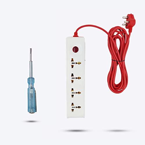 Image of Hillgrove HGCM304M1 Power Extension Board with 4 Universal Socket and 1 Switch with Analog Line Tester and 5 Meter Long Cable Surge Protector for Home /Computer /Fridge 4 Socket Extension Boards