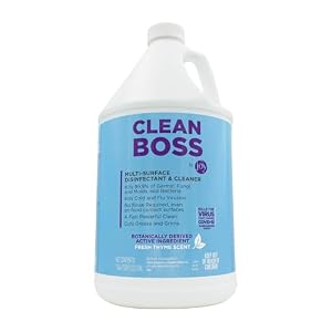 CleanBoss Botanical Disinfectant – Multi-Surface Cleaner – 128 oz – Kills 99.9% of Germs + Cold & Flu Viruses – Fresh Thyme Scent – No Rinse on Food Contact Surfaces – Pet Friendly